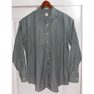 Peter Millar Button Up Shirt XL Green Blue Striped Long Sleeve Mens Casual
